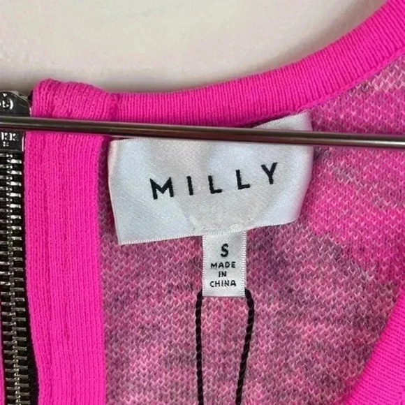 Milly Neon Pink and Gray Tropical Knit Sleeveless Sheath‎ Dress - Picture 7 of 9